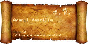 Aranyi Vaszilia névjegykártya